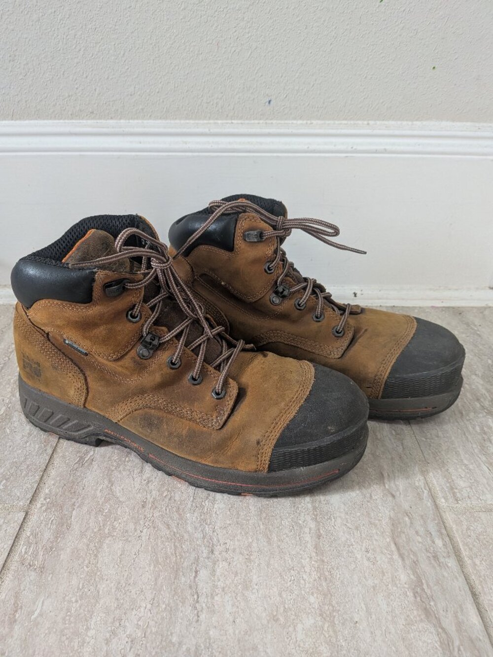 TIMBERLAND PRO Helix Titan 6 Men Sz 10 M Alloy Toe Work Boots Brown Anti Fatigue